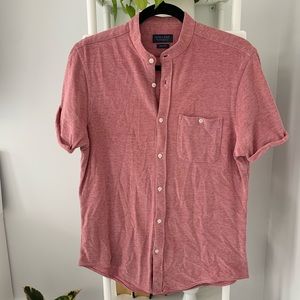 Zara Man Slim Fit Red Button Down Short Sleeve